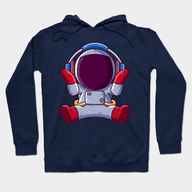 Cute Astronaut Listening Music with Headphone Cartoon Hoodie by Ardhsells